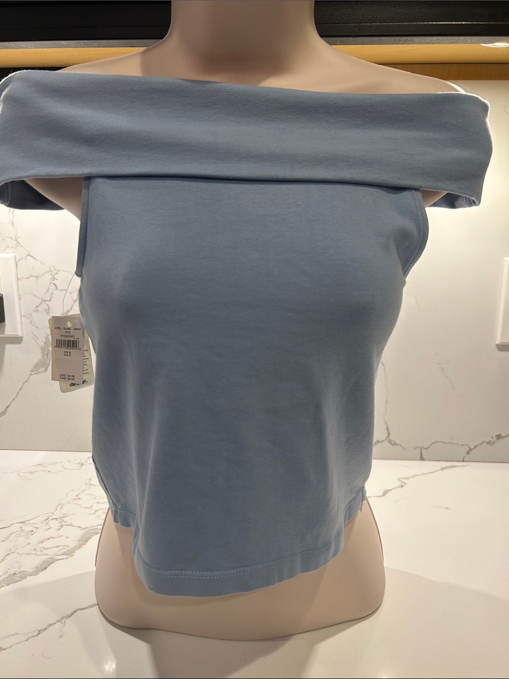 aerie Off-the-Shoulder Crop Top - Light Blue